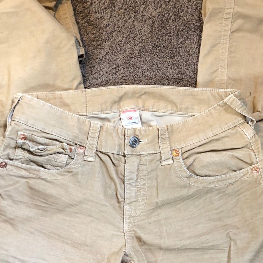 khaki true religion stretchy pants